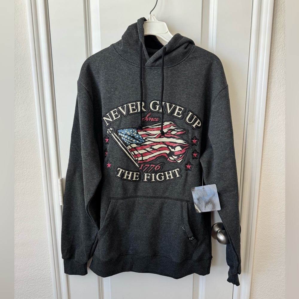 Men's Charcoal Hoodie - Never Give Up Design